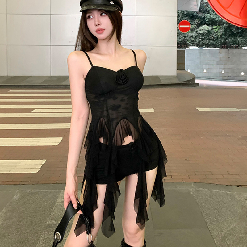 Pure Desire Hot Girl Irregular Strap Camisole with Breast Pad Women's Slim Fit Versatile Tube Top French Designer Sweet Pure Desire Hot Girl Irregular Strap Camisole with Breast Pad Women's Slim Fit Versatile Tube Top French Designer Sweet