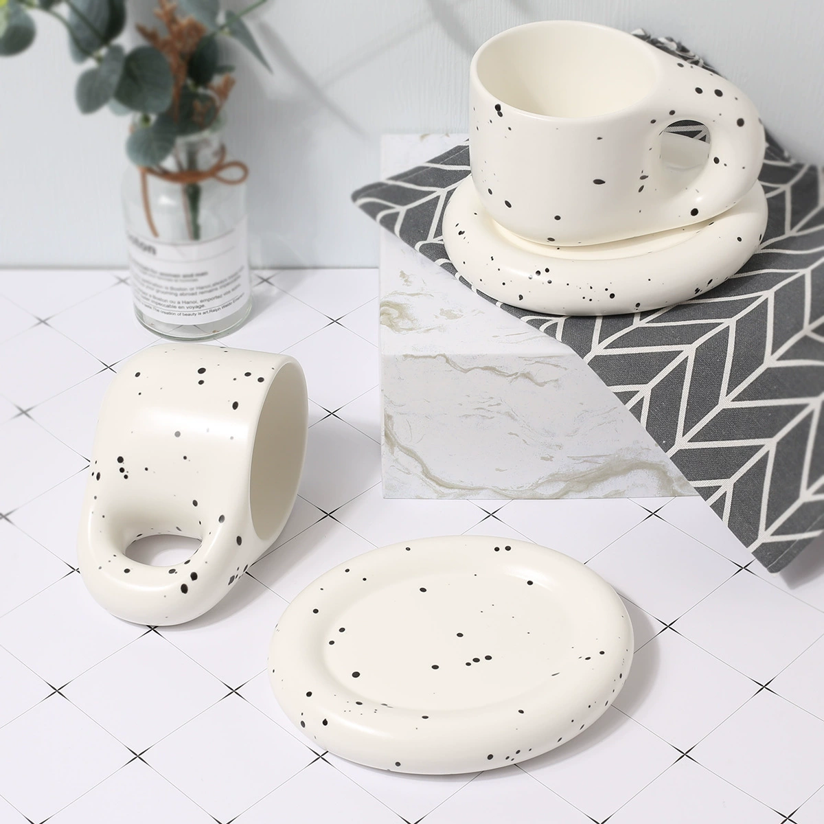 Ceramic coffee handle with glass, for beloved, internet celebrity