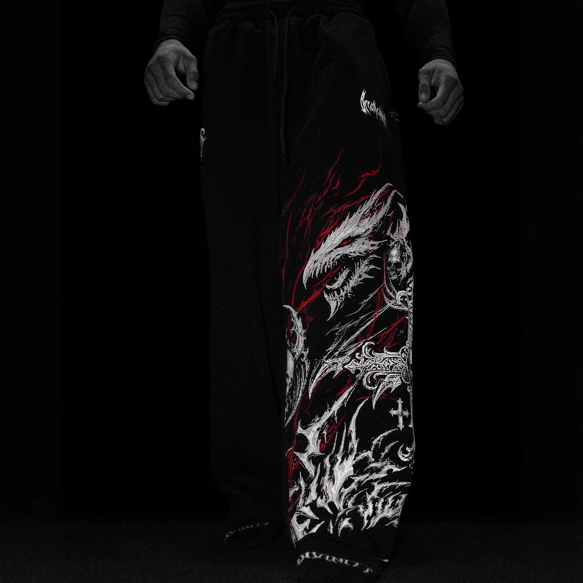 Breathedivinity American Trendy Men's Sports Pants Running Sports Fitness Printed Casual Straight Pants