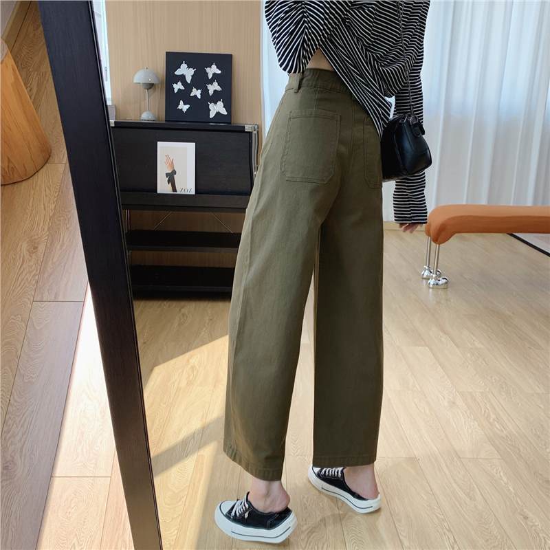 High-waisted, slimming, balloon cut, women's autumn jeans with a semi-elastic waist, loose straight-leg, cropped wide-leg pants High-waisted, slimming, balloon cut, women's autumn jeans with a semi-elastic waist, loose straight-leg, cropped wide-leg pants