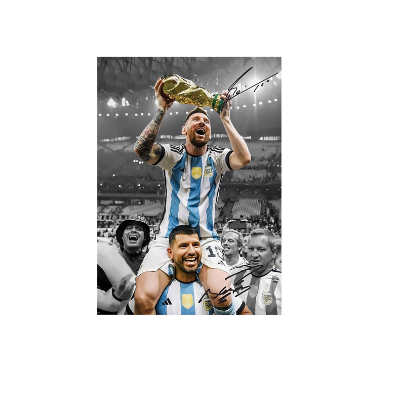 国境を越えた有名なサッカースポーツポスター、サッカースターキャンバスポスター、子供部屋の装飾絵画、フレームなし|undefined