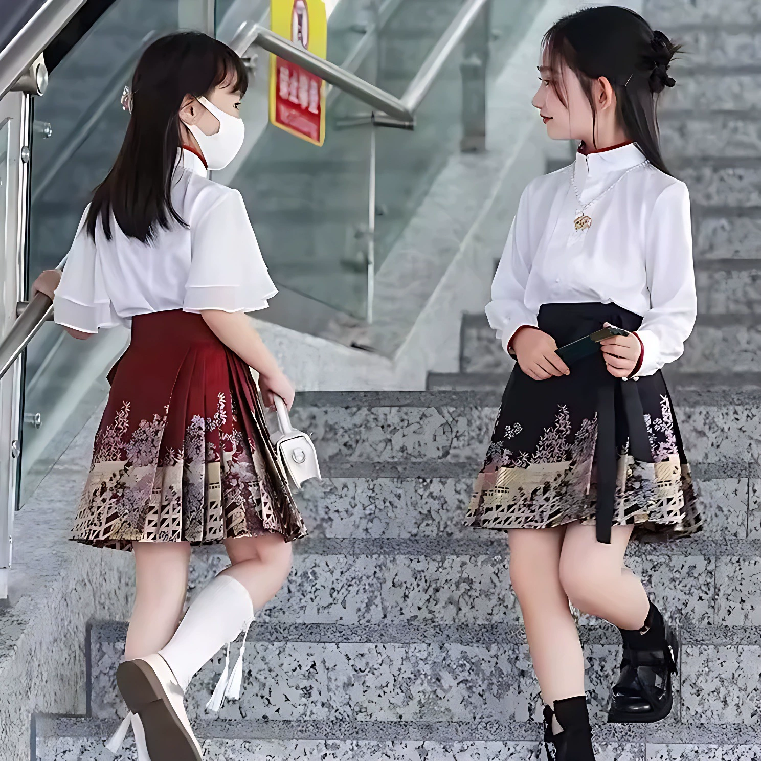 Hanfu девушка весенняя юбка с конским лапшой Летний набор 2024 новый детский костюм детское осеннее платье китайский стиль