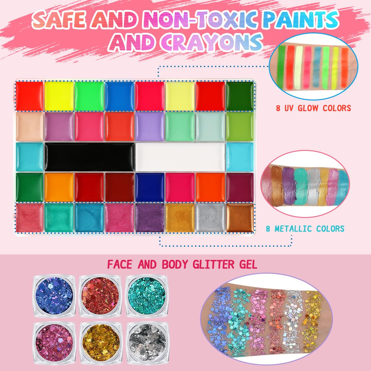 Transfronterizos nuevos 42 colores solubles en agua pintura corporal set de pintura infantil crema de pintura de la Copa del Mundo de fans de vacaciones