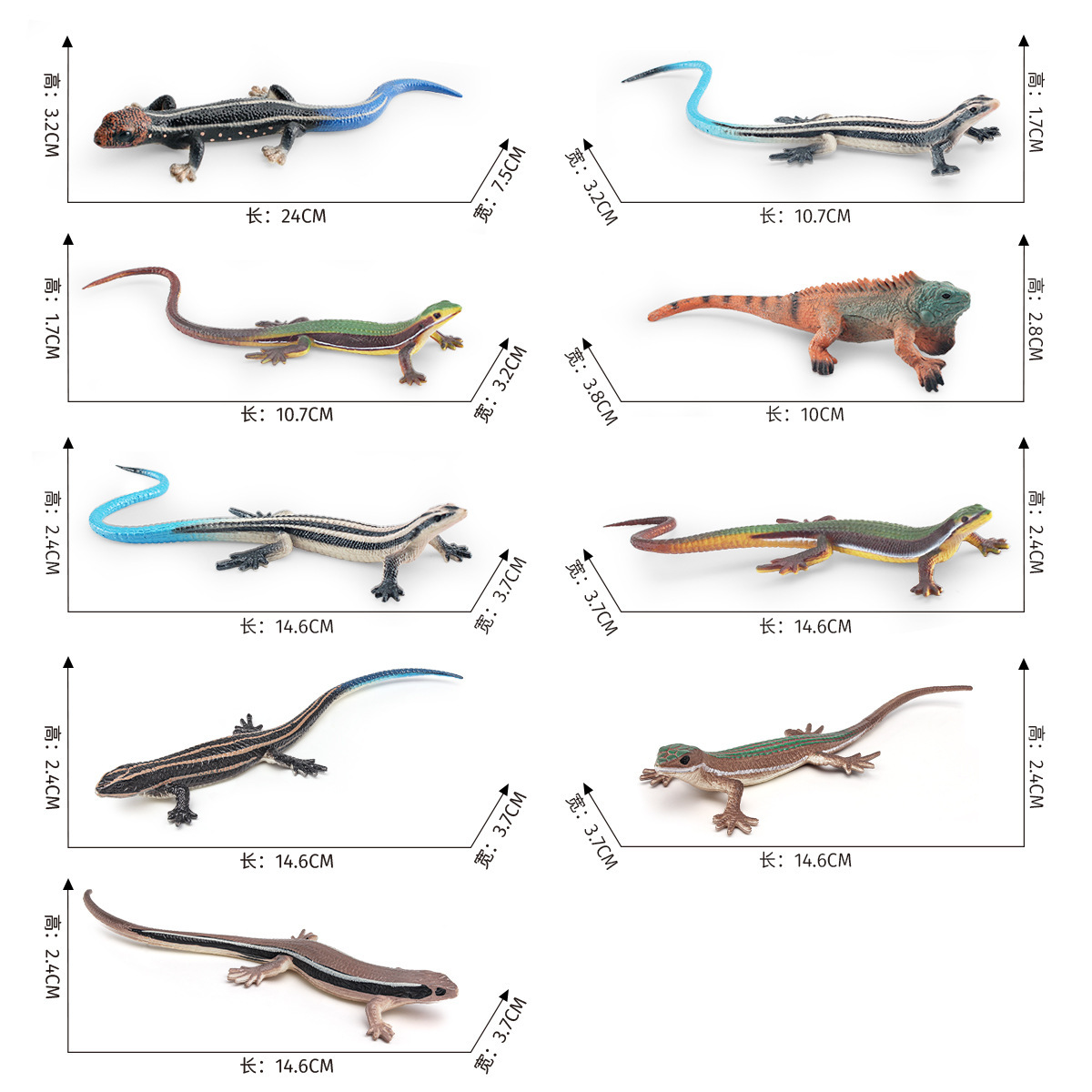 Simulación transfronteriza reptil anfibio camaleón lagartos bipedos serpiente lagartos de hierba modelo de decoración de hechizo de decoración estática