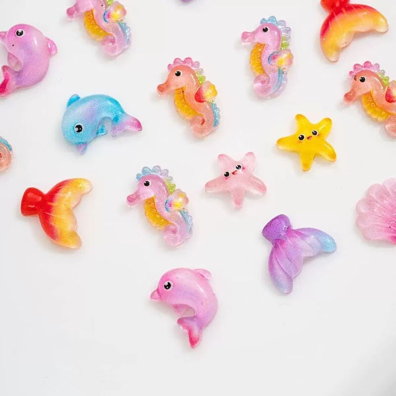 Cross-Border Cartoon Small Shell Starfish Seahorse Conch Resin Accessories Nail Art Jewelry DIY Nail Accessories Fashion