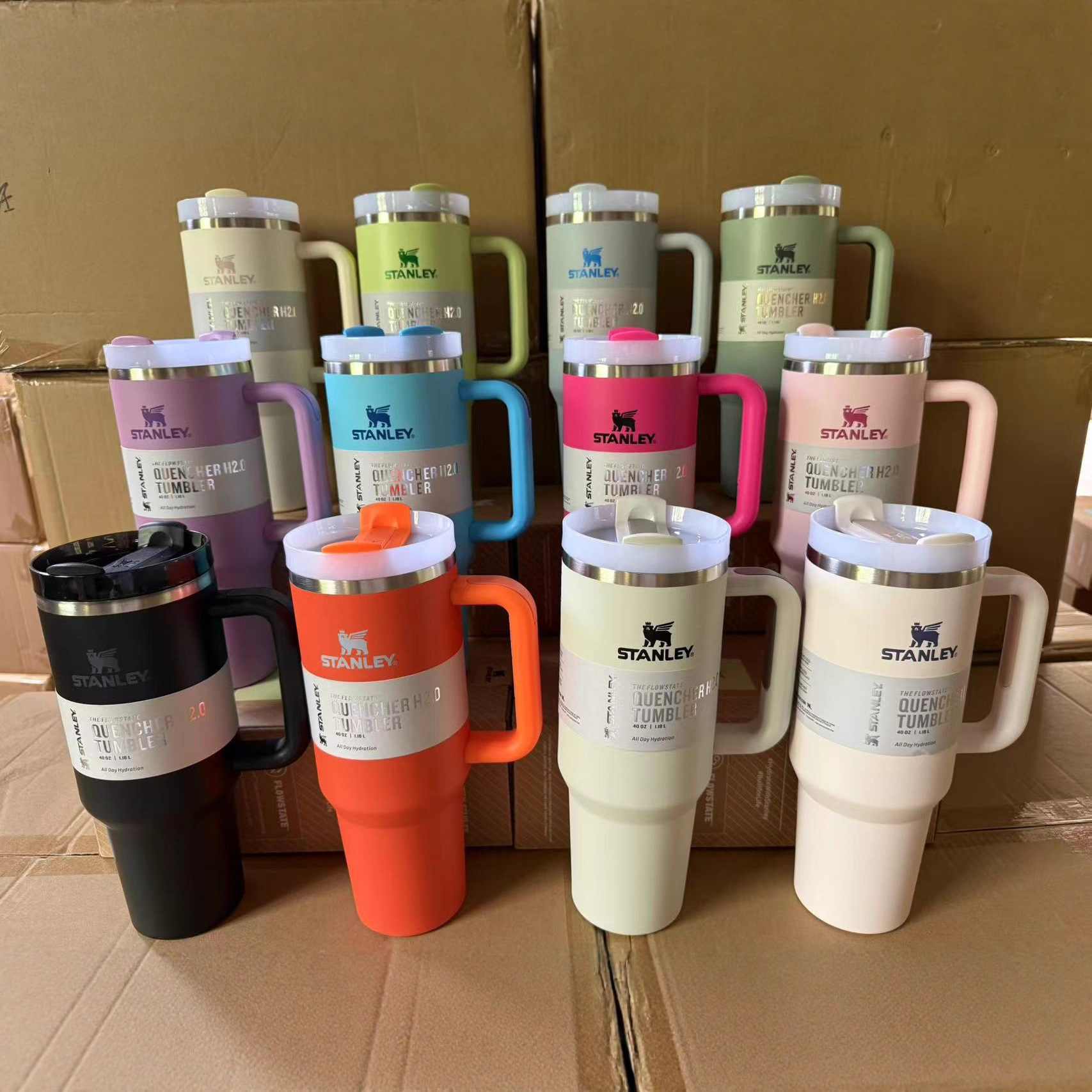 Popular Stanley 2Nd Generation 40oz Car-Mounted Thermos Cup with Handle, Large Capacity, High Aesthetic Value, Ice-Retaining Cup