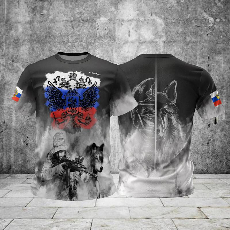 Russian Men's T-Shirt 3D Russian Short-Sleeved T-Shirt Men's New Short-Sleeved T-Shirt Men