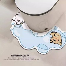 线条小狗卡通地垫硅藻泥吸水防滑浴室脚垫卫生间厕所垫U型马桶垫