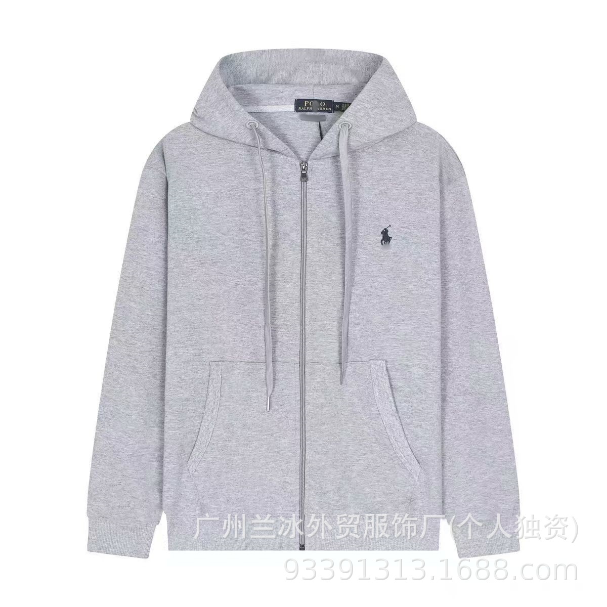 Cross-Border Qr Code Scannable Ralph Lauren Women's Sweatshirt with Pony Embroidery Logo Basic Hooded Sweatshirt Men's Zip-Up Jacket Couple's Set