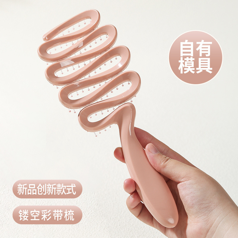 透かし彫りのリボンの大きい小さいサイズの美髪の櫛のふわふわしている頭の頂の形の櫛の女性の専用の頭皮の清潔なマッサージの櫛|undefined