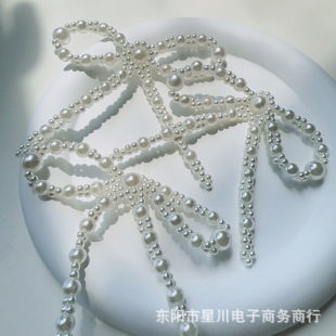 Korean-style pure white pearl bow finished material beautiful exquisite clothing hand-stitched brooch anti-light buckle clip accessories