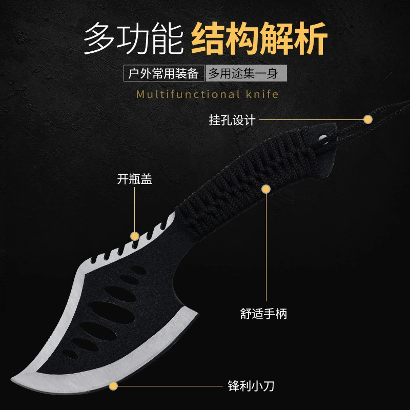 Cross-border special outdoor multi-functional axe, black warrior tomahawk, camping knife and axe equipment, multi-use axe survival tool