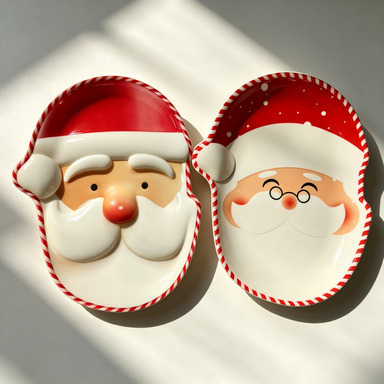 Direct Sales from Foreign Trade Manufacturers: Red Santa Claus Melamine Dinner Plates for Commercial Use, in Stock, Resistant to Falling and Wear, Round Melamine Products