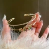 53# open bracelet-gold-color-flower