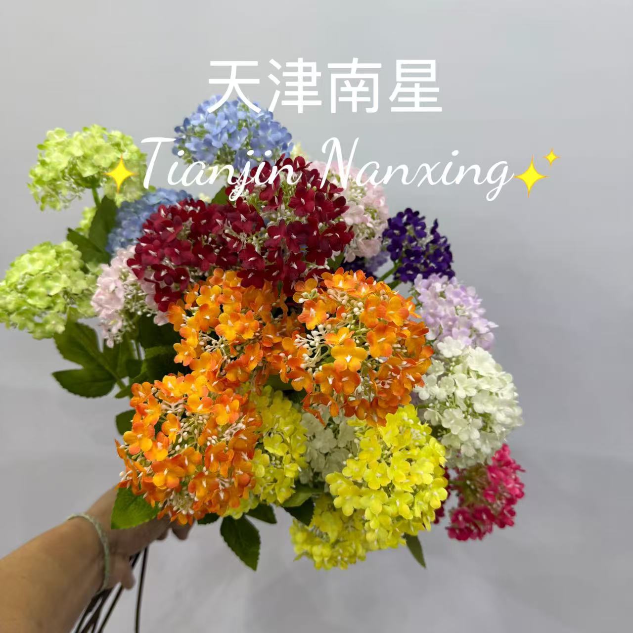 Simulated 3-Head Wooden Hydrangea Small Snowball Artificial Flower Living Room Table Decoration Silk Flower Classy Hotel Flower Arrangement Decoration