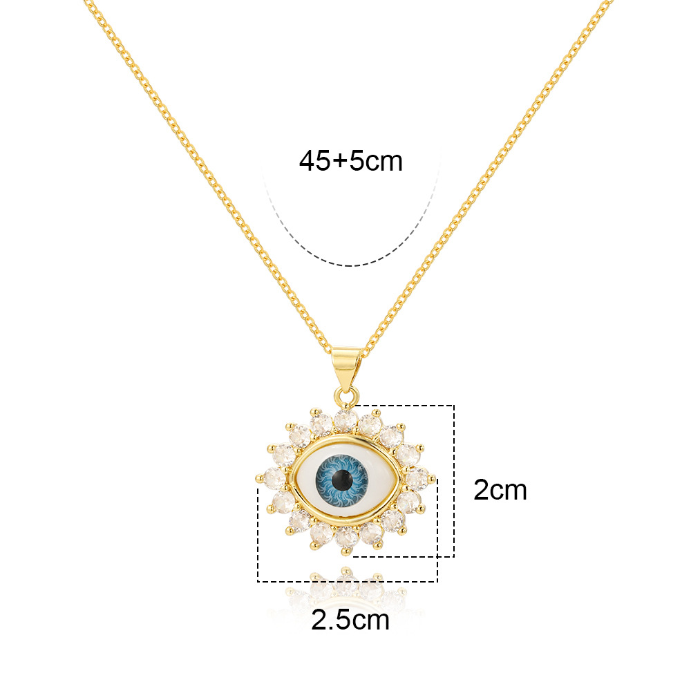 10g Weight Gold Plated Plating Material Pendant Necklace Classification Copper Chain Material 1 Piece Quantity Hip-hop Retro Eye Copper Gold Plated Pendant Necklace In Bulk