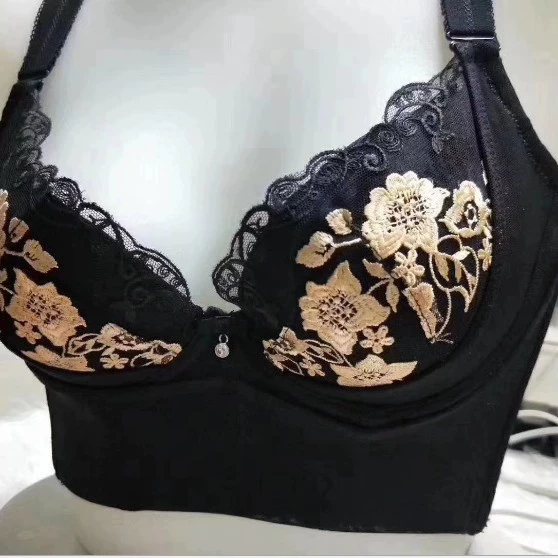 Элитная поролоновая поддерживающая топ-бюстгальтер, для салонов красоты, с вышивкой, плюс размер