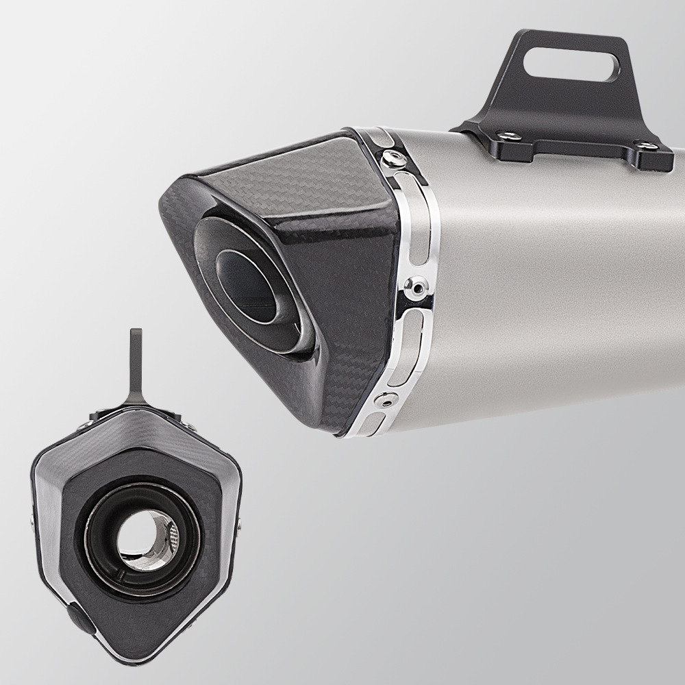 Motorcycle exhaust pipe small cone hexagonal carbon fiber tail muffler is suitable for 51MM diameter non-destructive installation