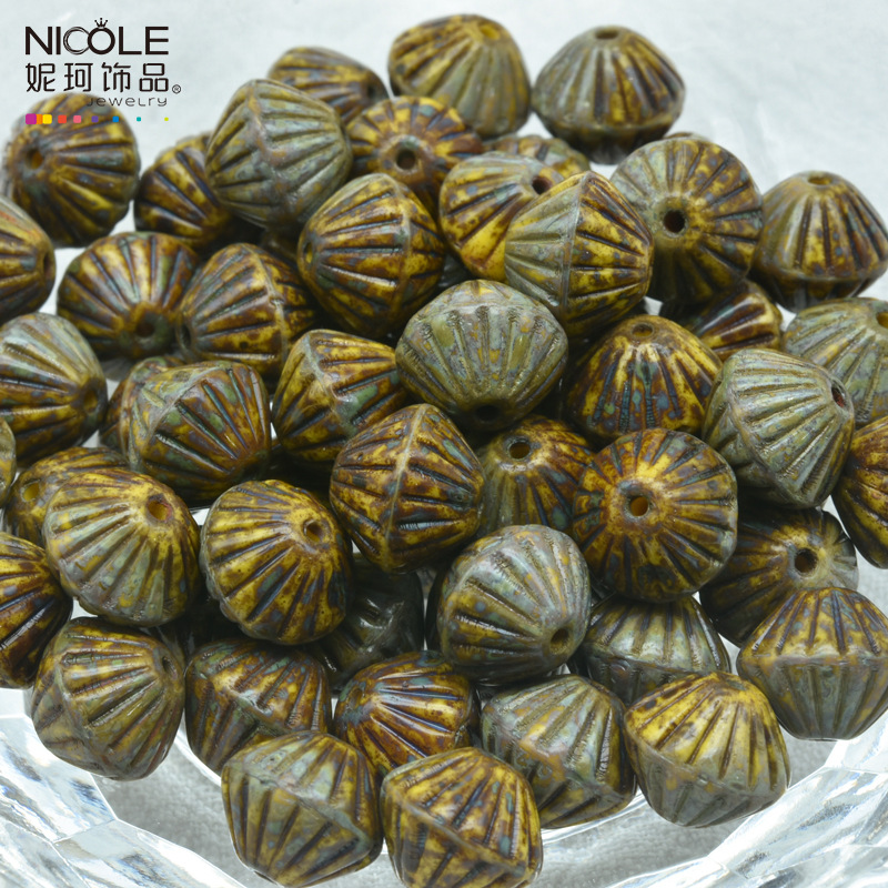 Importado Checo Baos Osha esmaltado linterna cuentas de mano 9mm accesorios de material DIY pulsera alrededor de 100 piezas