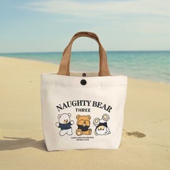 新款手拎帆布包女學生實用便當包上班簡約手提包帆布袋禮品袋包包