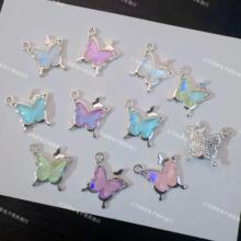 梦幻蝴蝶吊坠手链项链串珠子饰品diy耳饰材料挂件手工配件批发