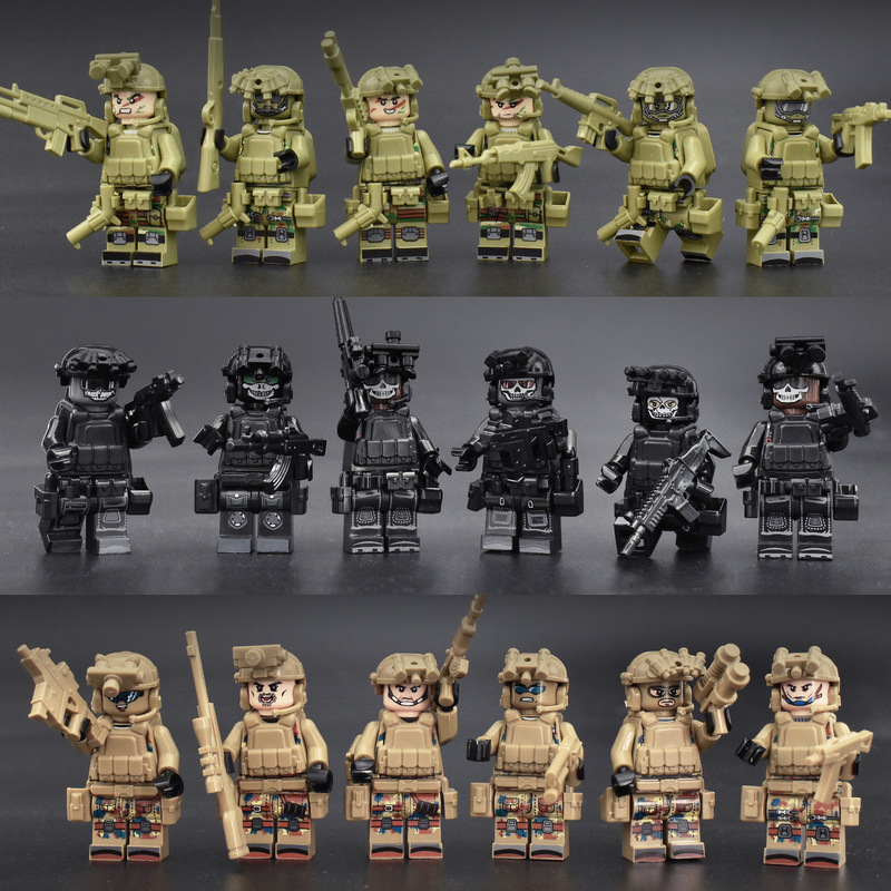 Cross-border military ghost Special Forces special police suit backpack vest man's explosion-proof clothing assembled building blocks toy