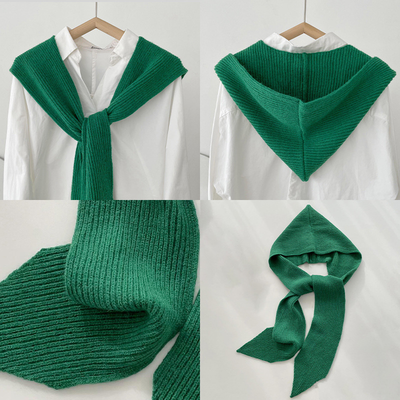 Nuevo estilo coreano de color sólido agudo esquina encapuchado pequeño chal de oficina sala de aire acondicionado delgado cuello exterior pequeño hombro