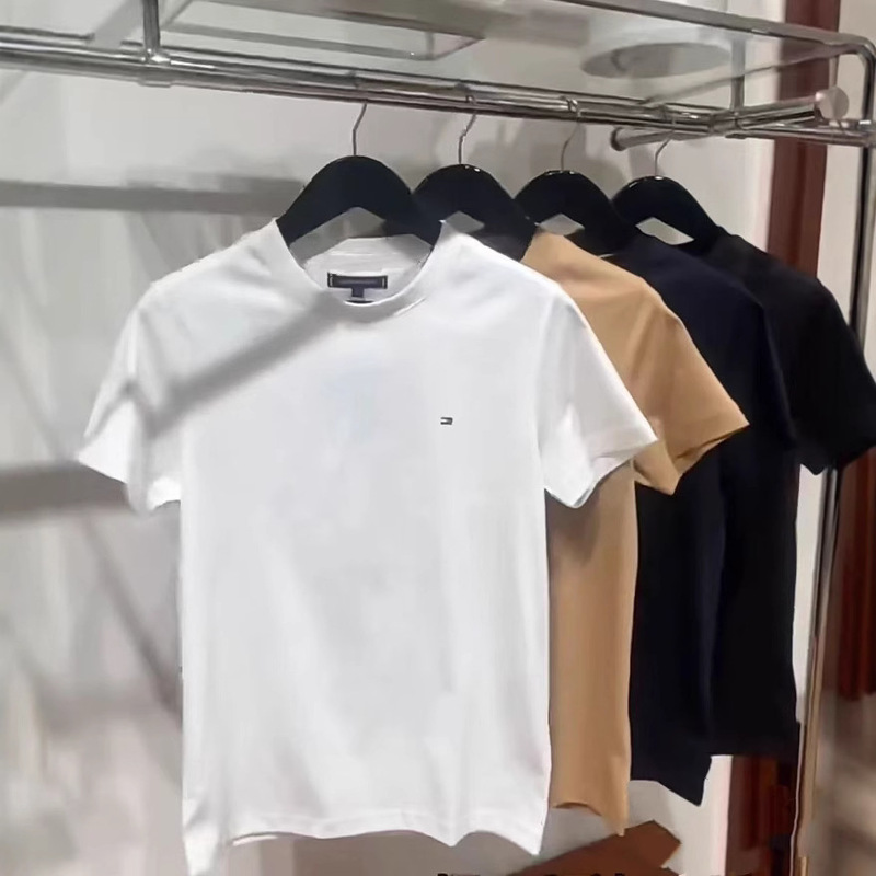 New Export T-Shirt Wholesale Summer Short-Sleeved Men's Pure Cotton Round Neck Tommy Women's T-Shirt Short-Sleeved Casual Half-Sleeved Shirt