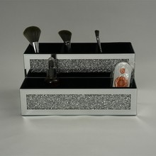 水晶镶钻化妆品收纳盒收纳架梳妆台香水托盘客厅桌面遥控收纳盒