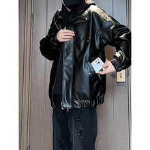 黑色pu皮衣男款春秋痞帅cleanfit外套短款棒球服美式机车夹克潮牌