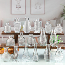 家居小花瓶摆件欧式轻奢浮雕玻璃花瓶透明客厅水培水养插花瓶ins