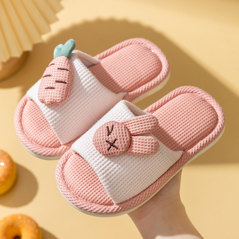 Children's Linen Slippers Parent-child Cute Home Indoor Boys Anti-slip Girls Spring and Autumn Four Seasons Summer Girls Summer