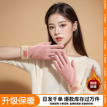 冬季保暖触屏手套女加绒韩版新款德绒加厚户外电动车防风骑行手套