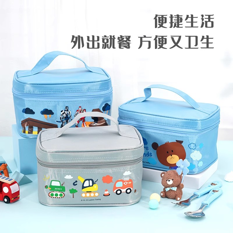 Interlocking Student Flat Insulated Lunch Bag School Storage Insulated Waterproof Children's Hand-Held Lunch Bag