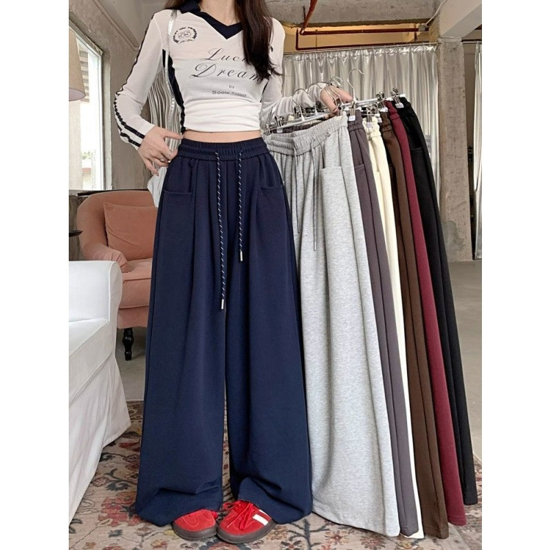 [Exclusive for Southeast Asia] White Wide Leg Pants Loose Dose Casual Pants Women's Autumn Straight Pants Mop Pants
