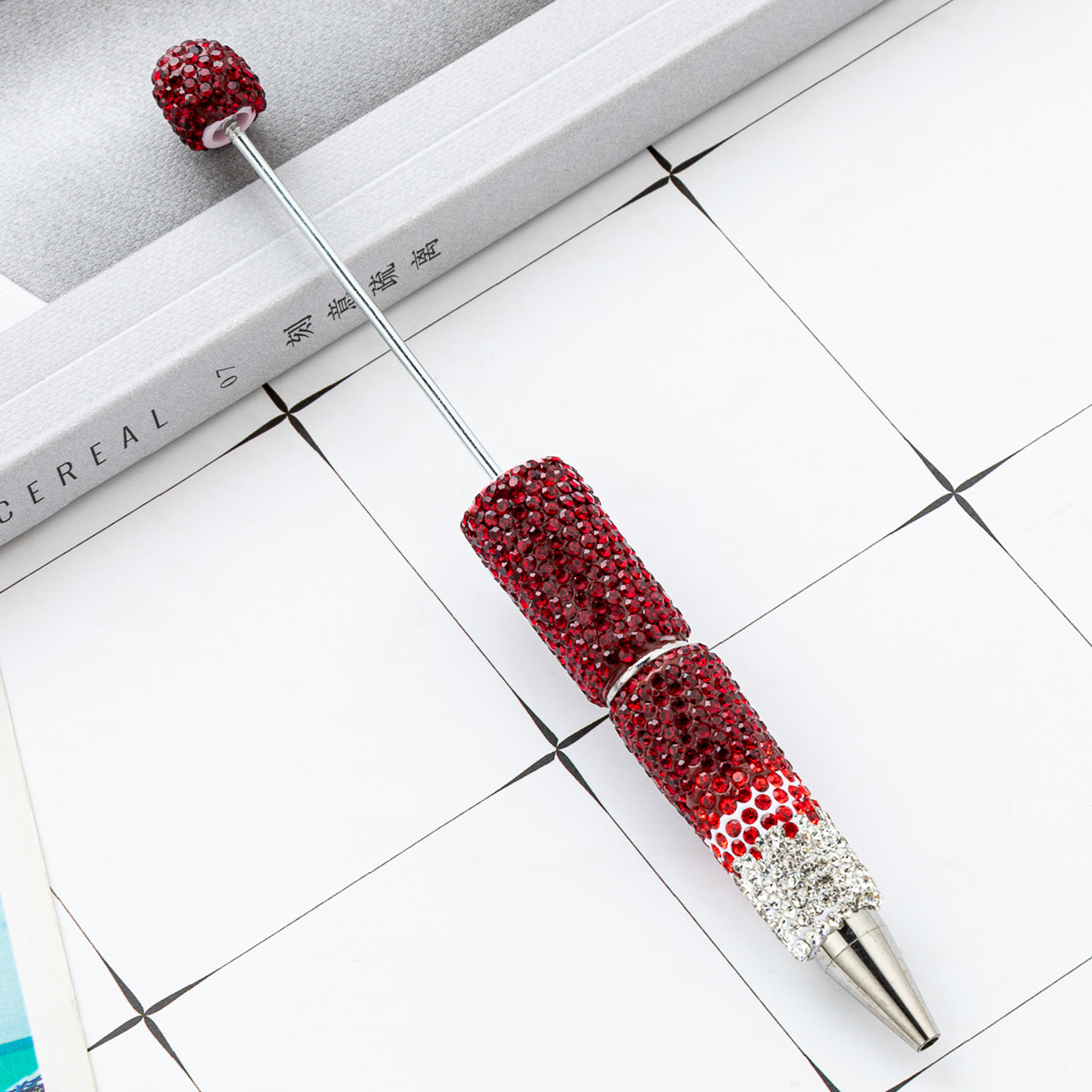 Diy creativo bolígrafo con cuentas de diamantes completos pegatinas hechas a mano con incrustaciones de diamantes, bolígrafo con cuentas degradadas, bolígrafo con cuentas giratorias multicolor