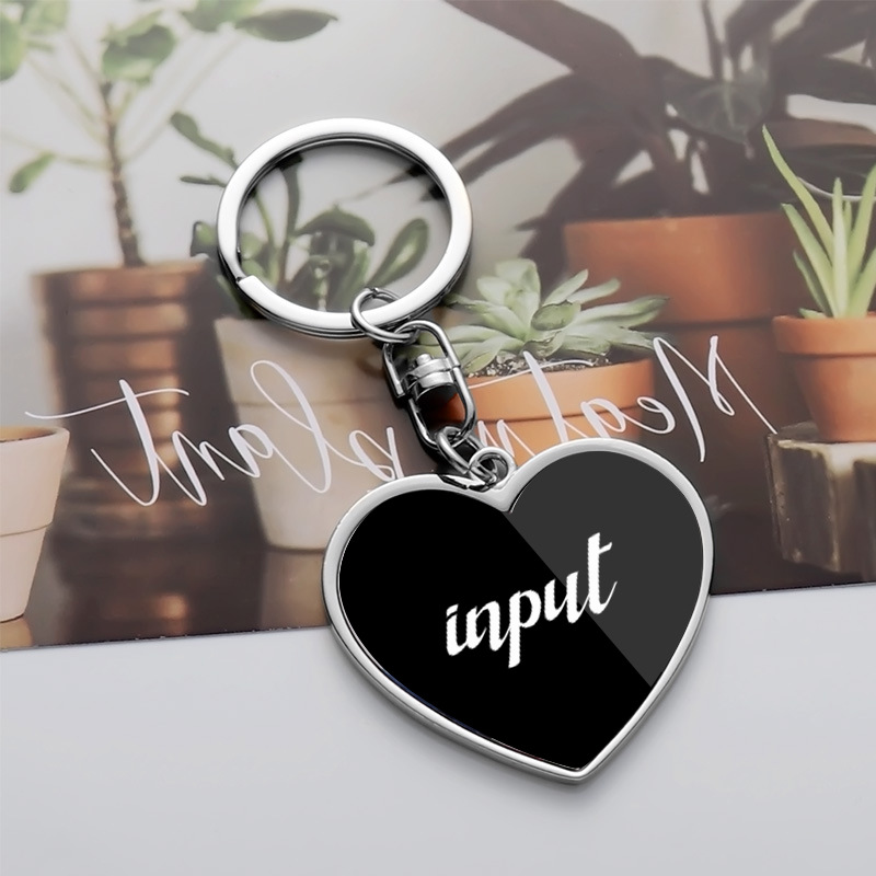 跨境亚马逊双面圆形钥匙扣配黑色铝片欧美双面贴片热升华钥匙扣