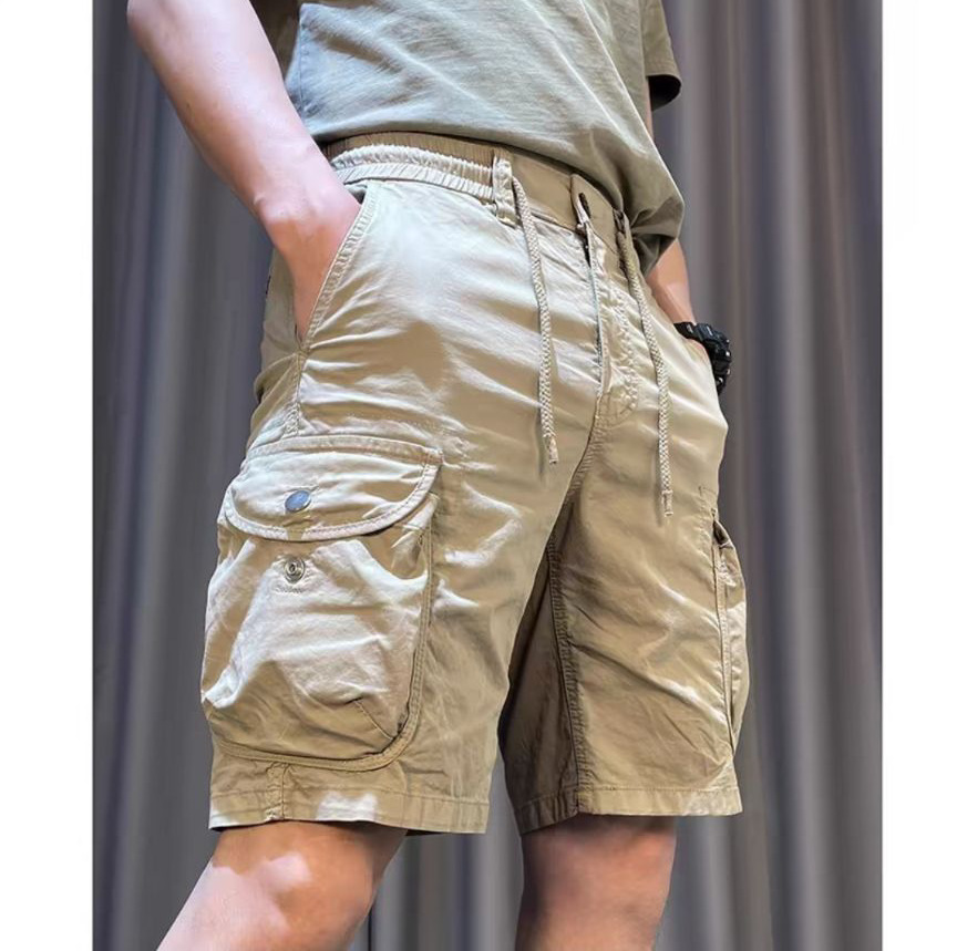 Cargo Shorts Men's Summer Loose Straight Men's Pants Outdoor Multi-Pocket Casual Pants with Loose Waist Pants