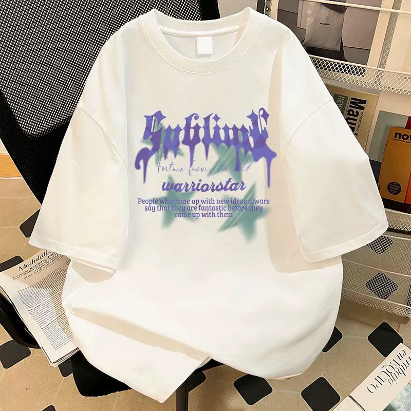 Летняя хлопковая удобная футболка с коротким рукавом, бренд клоу clothing, оверсайз, для любимых