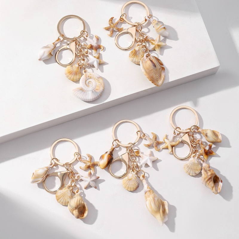 New cross-border hot-selling creative personality seaside vacation simulation shell conch sea star five-pointed star keychain pendant