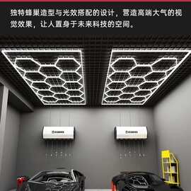 洗车房工位灯汽车美容无尘贴膜车间蜂窝巢led调光洗车车间专用灯
