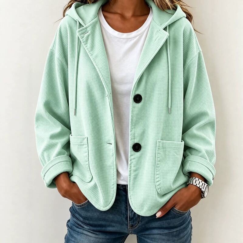 Anno's self-developed 2026 European and American women's fashion casual long-sleeve jacket with buttons for Amazon independent stores