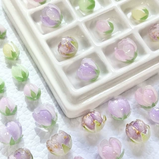 国风复古感古风晕染花苞金箔花朵热缩片穿孔贴片diy手工发簪配件