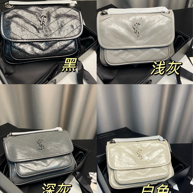 New Original Pleated Oil Wax Inner and Outer First Layer Cowhide Niki Single Shoulder Crossbody Bag Crocodile Pattern Chain Messenger Bag New Original Pleated Oil Wax Inner and Outer First Layer Cowhide Niki Single Shoulder Crossbody Bag Crocodile Pattern Chain Messenger Bag