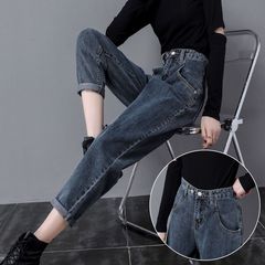 弹力高腰牛仔裤女春秋装2025年新款宽松显瘦百搭哈伦萝卜老爹裤子