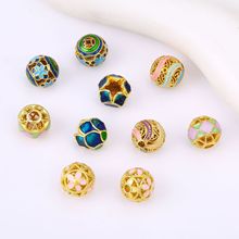 古法金保色景泰蓝经文隔珠 珐琅彩莲花镂空散珠项链手链DIY配饰