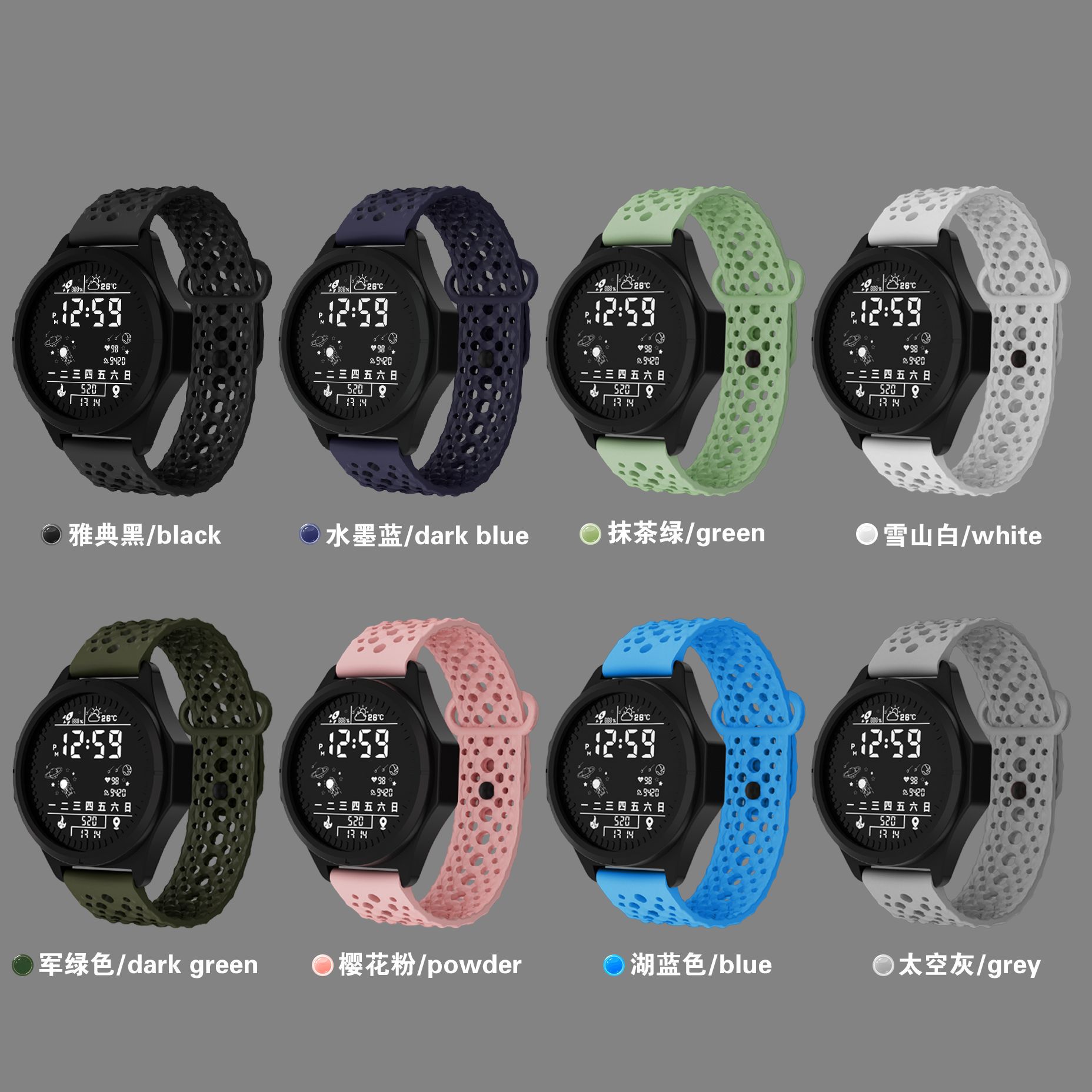 New LED electronic watch T9 cross-border week round fashion digital sports student LED electronic watch in stock