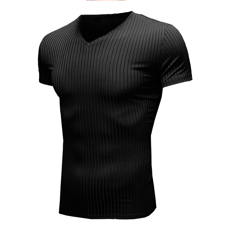 Men's Solid Color Simple Style V Neck Short Sleeve Slim Men's T-shirt display picture 15