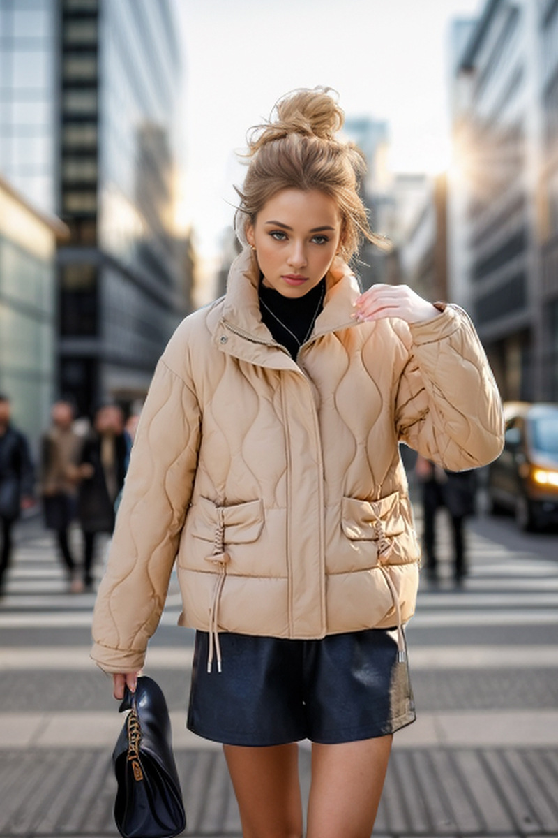 Veste courte en coton coréen pour femme, manteau d'hiver à col montant épais, chaud et décontracté, polyvalent_voghion.com