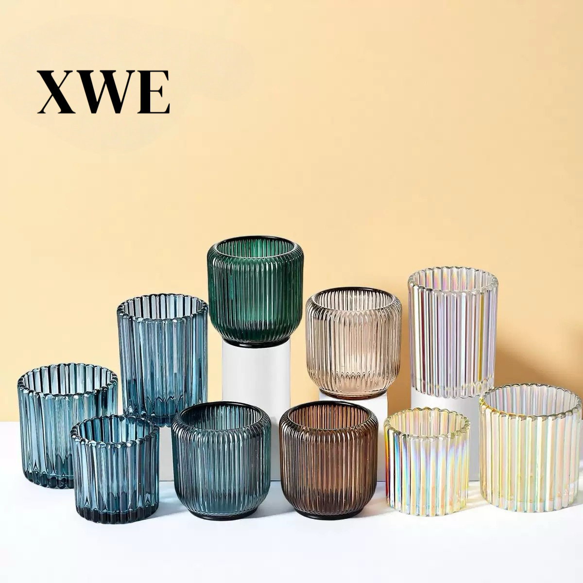 Botellas de vidrio de fragancia de vidrio transparente, velas de vela DIY, vasos vacíos, vasos de vidrio de fragancia